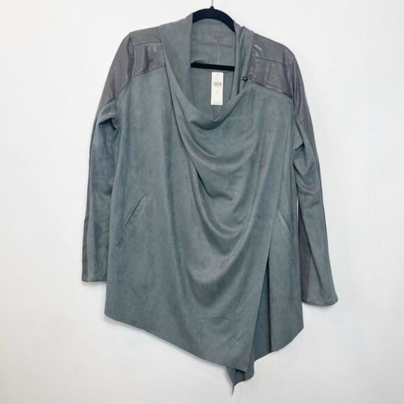 Blank NYC Gray Suede & Leather Drape Collar Jacket NWT Size Small - Picture 12 of 14